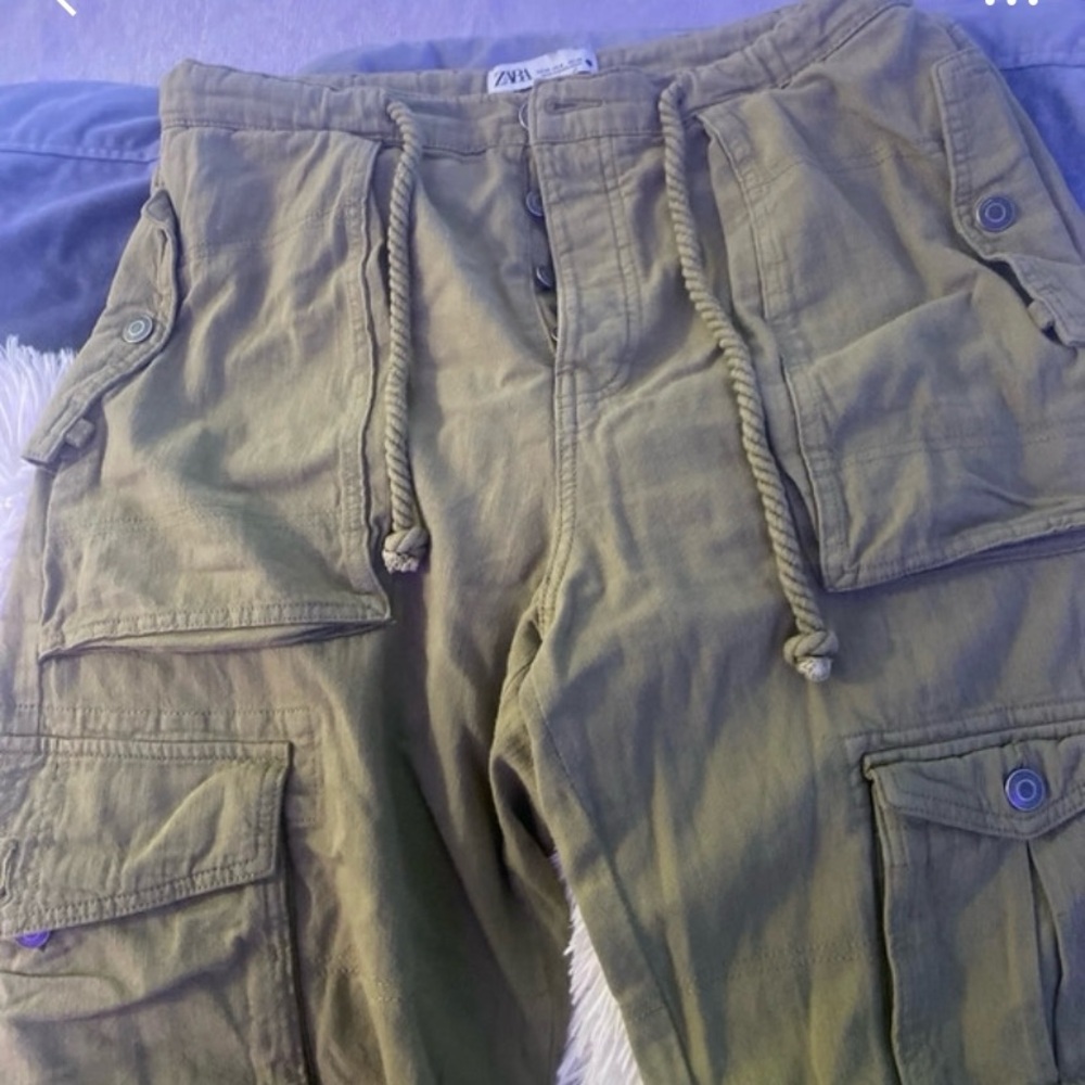 Zara Khaki Utility Trousers